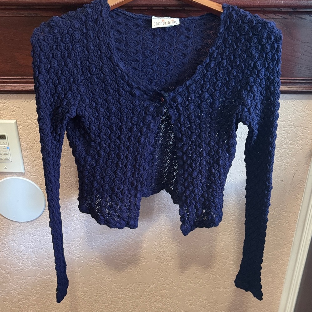 Anchor Blue Women's Size Large Deep Navy Blue Cardigan Y2K Fashion Whimsigoth